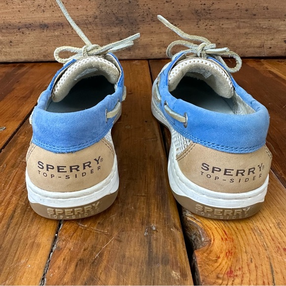 Sperry Top-Sider 2-Eye Bluefish Boat Shoe 7 White Blue - Picture 4 of 10